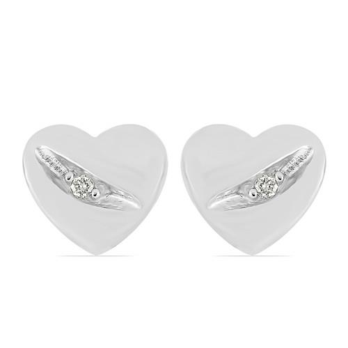 BUY NATURAL WHITE DIAMOND DOUBLE CUT GEMSTONE HEART EARRINGS IN 925 SILVER